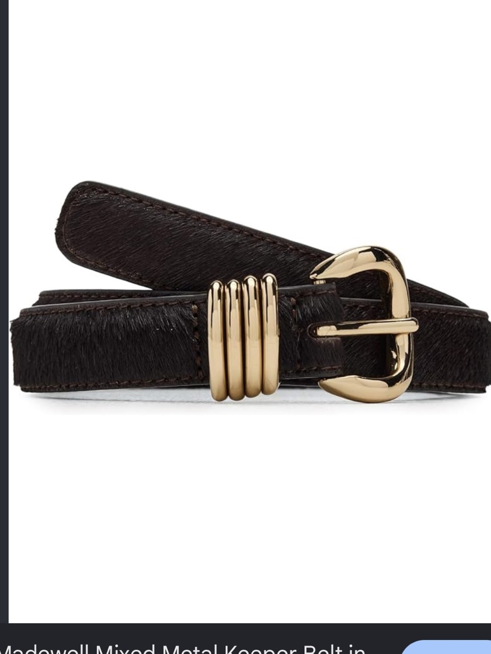 Madewell Classic Dark Brown Leather Belt with Gold Buckle
